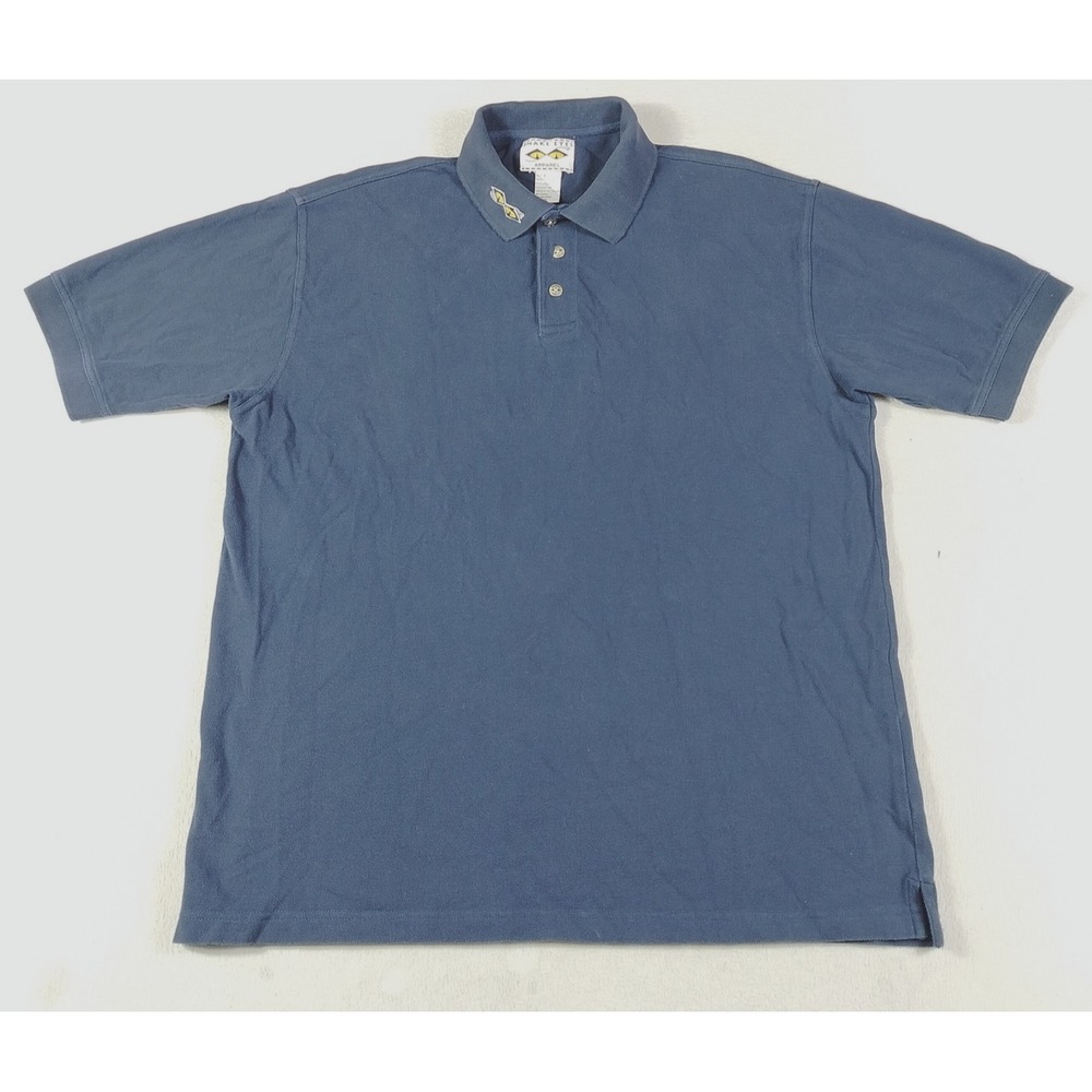 Vintage Snake Eyes Polo Golf Shirt Mens Large Blue Solid Cotton Logo Casual 90s